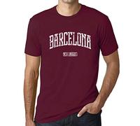 Camiseta Estampada para Hombre Barcelona Catalunya T-Shirt Vintage Manga Corta Regalo Original Cumpleaños Diseño Gráfico Moda Burdeos XS