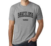 Camiseta Estampada para Hombre Barcelona Catalunya T-Shirt Vintage Manga Corta Regalo Original Cumpleaños Diseño Gráfico Moda Gris Mezcla M