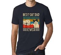 Camiseta Estampada para Hombre Choque De Puños del Mejor Padre De Gatos - Best Cat Dad Ever Fist Bump - T-Shirt Vintage Manga Corta Regalo Original Cumpleaños Diseño Gráfico Moda Azul Marino XL