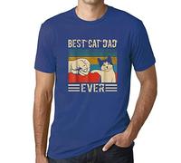 Camiseta Estampada para Hombre Choque De Puños del Mejor Padre De Gatos - Best Cat Dad Ever Fist Bump - T-Shirt Vintage Manga Corta Regalo Original Cumpleaños Diseño Gráfico Moda Azul Royal M