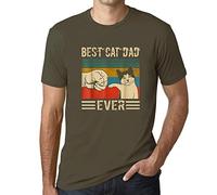 Camiseta Estampada para Hombre Choque De Puños del Mejor Padre De Gatos - Best Cat Dad Ever Fist Bump - T-Shirt Vintage Manga Corta Regalo Original Cumpleaños Diseño Gráfico Moda Army XL