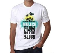 Camiseta Estampada para Hombre Diversión Al Sol En Belice - Fun In The Sun In Belize - T-Shirt Vintage Manga Corta Regalo Original Cumpleaños Diseño Gráfico Moda Blanco XL