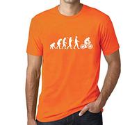 Camiseta Estampada para Hombre Evolución del Ciclismo - Evolution of Cycling - T-Shirt Vintage Manga Corta Regalo Original Cumpleaños Diseño Gráfico Moda Naranja S