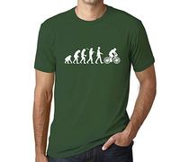 Camiseta Estampada para Hombre Evolución del Ciclismo - Evolution of Cycling - T-Shirt Vintage Manga Corta Regalo Original Cumpleaños Diseño Gráfico Moda Verde Botella XS