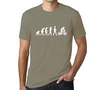 Camiseta Estampada para Hombre Evolución del Ciclismo - Evolution of Cycling - T-Shirt Vintage Manga Corta Regalo Original Cumpleaños Diseño Gráfico Moda Caqui XL