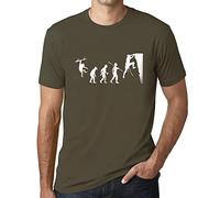 Camiseta Estampada para Hombre Evolución del Pescador - Evolution of The Fisherman - T-Shirt Vintage Manga Corta Regalo Original Cumpleaños Diseño Gráfico Moda Army S