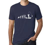 Camiseta Estampada para Hombre Evolución del Pescador - Evolution of The Fisherman - T-Shirt Vintage Manga Corta Regalo Original Cumpleaños Diseño Gráfico Moda French Marino XXL