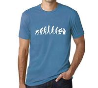 Camiseta Estampada para Hombre Evolution De L'espèce Informatique Geek T-Shirt Vintage Manga Corta Regalo Original Cumpleaños Diseño Gráfico Moda Aqua L