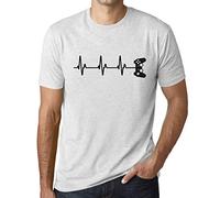 Camiseta Estampada para Hombre Gamer Mando Latido Divertido Juegos - Gamer Controller Heartbeat Funny Gaming - T-Shirt Vintage Manga Corta Regalo Original Cumpleaños Diseño Gráfico Moda Ash M