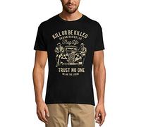 Camiseta Estampada para Hombre - Kill Or Be Killed - Trust No One - Thug Life - T-Shirt Vintage Manga Corta Regalo Original Cumpleaños Diseño Gráfico Moda Negro Profundo M