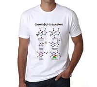 Camiseta Estampada para Hombre La Química Es Increíble - Chemistry Is Awesome - T-Shirt Vintage Manga Corta Regalo Original Cumpleaños Diseño Gráfico Moda Blanco XXL