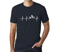 Camiseta Estampada para Hombre Latidos De Montaña - Mountain Heartbeat - T-Shirt Vintage Manga Corta Regalo Original Cumpleaños Diseño Gráfico Moda Azul Marino L