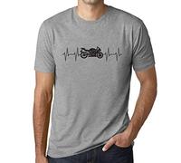 Camiseta Estampada para Hombre Latidos De Motocicleta - Motorcycle Heartbeat - T-Shirt Vintage Manga Corta Regalo Original Cumpleaños Diseño Gráfico Moda Gris Mezcla L