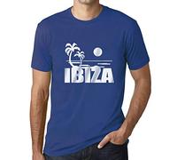 Camiseta Estampada para Hombre Mar, Palmeras Y Sol En Ibiza - Sea, Palms & Sunshine At Ibiza - T-Shirt Vintage Manga Corta Regalo Original Cumpleaños Diseño Gráfico Moda Azul Royal L