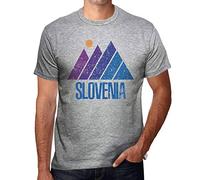 Camiseta Estampada para Hombre Montaña Eslovenia - Mountain Slovenia - T-Shirt Vintage Manga Corta Regalo Original Cumpleaños Diseño Gráfico Moda Gris Mezcla L