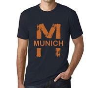 Camiseta Estampada para Hombre Munich T-Shirt Vintage Manga Corta Regalo Original Cumpleaños Diseño Gráfico Moda Azul Marino M