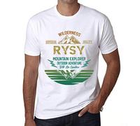 Camiseta Estampada para Hombre - Outdoor Adventure, Wilderness, Mountain Explorer Rysy - T-Shirt Vintage Manga Corta Regalo Original Cumpleaños Diseño Gráfico Moda Blanco M