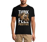 Camiseta Estampada para Hombre Piensa Positivo, Siéntete Positivo - Cita Tigre - Think Positive Feel Positive - Quote Tiger - T-Shirt Vintage Manga Corta Regalo Original Cumpleaños