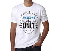 Camiseta Estampada para Hombre Sólo Vibraciones Impresionantes - Awesome Vibes Only - T-Shirt Vintage Manga Corta Regalo Original Cumpleaños Diseño Gráfico Moda Blanco M