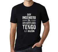 Camiseta Estampada para Hombre Soy Ingeniero Asume Que Siempre Tengo La Razón T-Shirt Vintage Manga Corta Regalo Original Cumpleaños Diseño Gráfico Moda Negro Profundo XXL