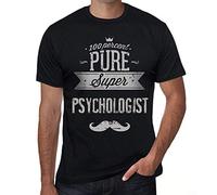 Camiseta Estampada para Hombre Superpsicólogo 100% Puro - 100% Pure Super Psychologist - T-Shirt Vintage Manga Corta Regalo Original Cumpleaños Diseño Gráfico Moda Negro Profundo L