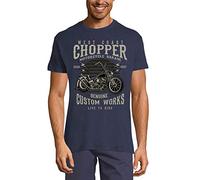 Camiseta Estampada para Hombre - West Coast Chopper - Live To Ride Motorcycle - T-Shirt Vintage Manga Corta Regalo Original Cumpleaños Diseño Gráfico Moda French Marino XS