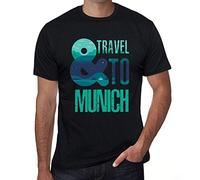 Camiseta Estampada para Hombre Y Viajar A Munich - and Travel To Munich - T-Shirt Vintage Manga Corta Regalo Original Cumpleaños Diseño Gráfico Moda Negro Profundo XL