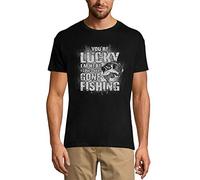 Camiseta Estampada para Hombre - You'Re Lucky I'm Here I Could Have Gone Fishing Fisherman - T-Shirt Vintage Manga Corta Regalo Original Cumpleaños Diseño Gráfico Moda Negro Profundo L