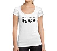 Camiseta Estampada para Mujer Calladita No Estoy Mas Guapa T-Shirt Vintage Manga Corta Regalo Original Cumpleaños Diseño Gráfico Moda Blanco L