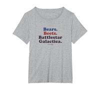 Camiseta estándar The Office Bears. Remolachas Battlestar Galactica Camiseta, Mujer Tallas Grandes, Gris Jaspeado, 1XL Grande