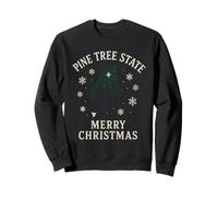 Camiseta estatal Pine Tree Merry Christmas Maine Forest Snow ME Sudadera