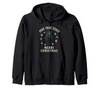Camiseta estatal Pine Tree Merry Christmas Maine Forest Snow ME Sudadera con Capucha