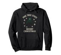 Camiseta estatal Pine Tree Merry Christmas Maine Forest Snow ME Sudadera con Capucha