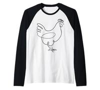 Camiseta estética de Dibujo de gallina de una línea para Amantes de los Animales Camiseta Manga Raglan