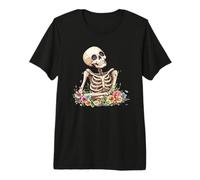 Camiseta estética de Esqueleto Floral - Camiseta gráfica de Calavera gótica Camiseta Premium