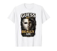 Camiseta estética Oscura Vintage con diseño de máscara Guess Who I Really Am Camiseta gráfica económica, Hombre, Blanco, M