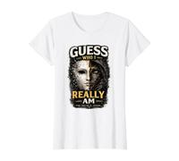 Camiseta estética Oscura Vintage con diseño de máscara Guess Who I Really Am Camiseta gráfica económica, Mujer, Blanco, XS