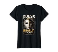 Camiseta estética Oscura Vintage con diseño de máscara Guess Who I Really Am Camiseta gráfica económica, Mujer, Negro, M