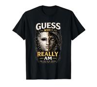 Camiseta estética Oscura Vintage con diseño de máscara Guess Who I Really Am Camiseta gráfica económica, Hombre, Negro, S