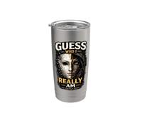 Camiseta estética oscura vintage con diseño de máscara Guess Who I Really Am Vaso térmico de acero inoxidable de doble pared