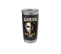Camiseta estética oscura vintage con diseño de máscara Guess Who I Really Am Vaso térmico de acero inoxidable de doble pared