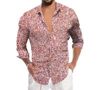 Camiseta FEA Camisa Hombre Manga Larga Camisa Cuello Mao De Fuerza Invierno Seda Abrigo Elegante Chorreras Azul Roja Navideña Camisas Conjunto Vestir Fiesta Disfraces Franela Camisetas Horteras XL