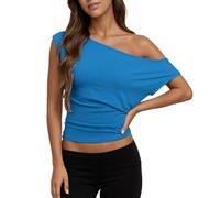 Camiseta Femenina con Hombros asimétricos diseño Moderno Casual confeccionada en Tejido elástico Que Brinda máxima Comodidad para Uso Diario en Primavera y Verano