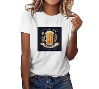Camiseta Femenina Manga Corta Cuello Suelto Estampado típico bávaro Oktoberfest Traje Nacional alemán Informal Festivo Ligero Verano celebración Tradicional auténtico Alegre
