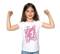 Camiseta Fight Like a Girl Niña - Camiseta Pelea como una Niña 100% Algodón, cómoda, cálida, Lisa, Elegante y Feminista (1-2 Años)