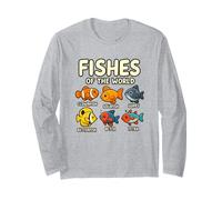 Camiseta Fishes of The World Diseño Peces del Mundo Acuario Manga Larga