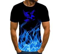 Camiseta Flaming Bird Cuello Redondo Impresión Digital 3D Suelta Casual Mangas Cortas,ZZ-8,6XL