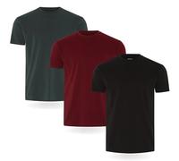 FM London Camiseta paquete de 3/5 para hombre - Camisetas de peso premium con diseño ligeramente ajustado, Negro, Burdeos, Verde (Pack de 3 ), XXL