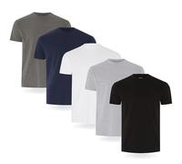 FM London Camiseta paquete de 3/5 para hombre - Camisetas de peso premium con diseño ligeramente ajustado, Negro, Gris, Blanco, Azul Marino, Gris Antracita (Pack de 5), L