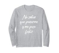 Camiseta Frases graciosas Divertidas Originales Mujer Manga Larga, Unisex para Adultos, Gris Jaspeado, M